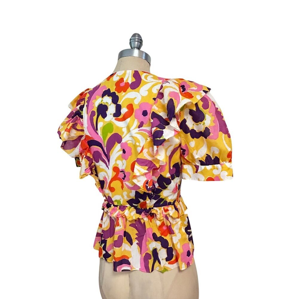 J Crew Collection Ruffle Wrap Ratti Curly Top Small - Picture 3 of 5